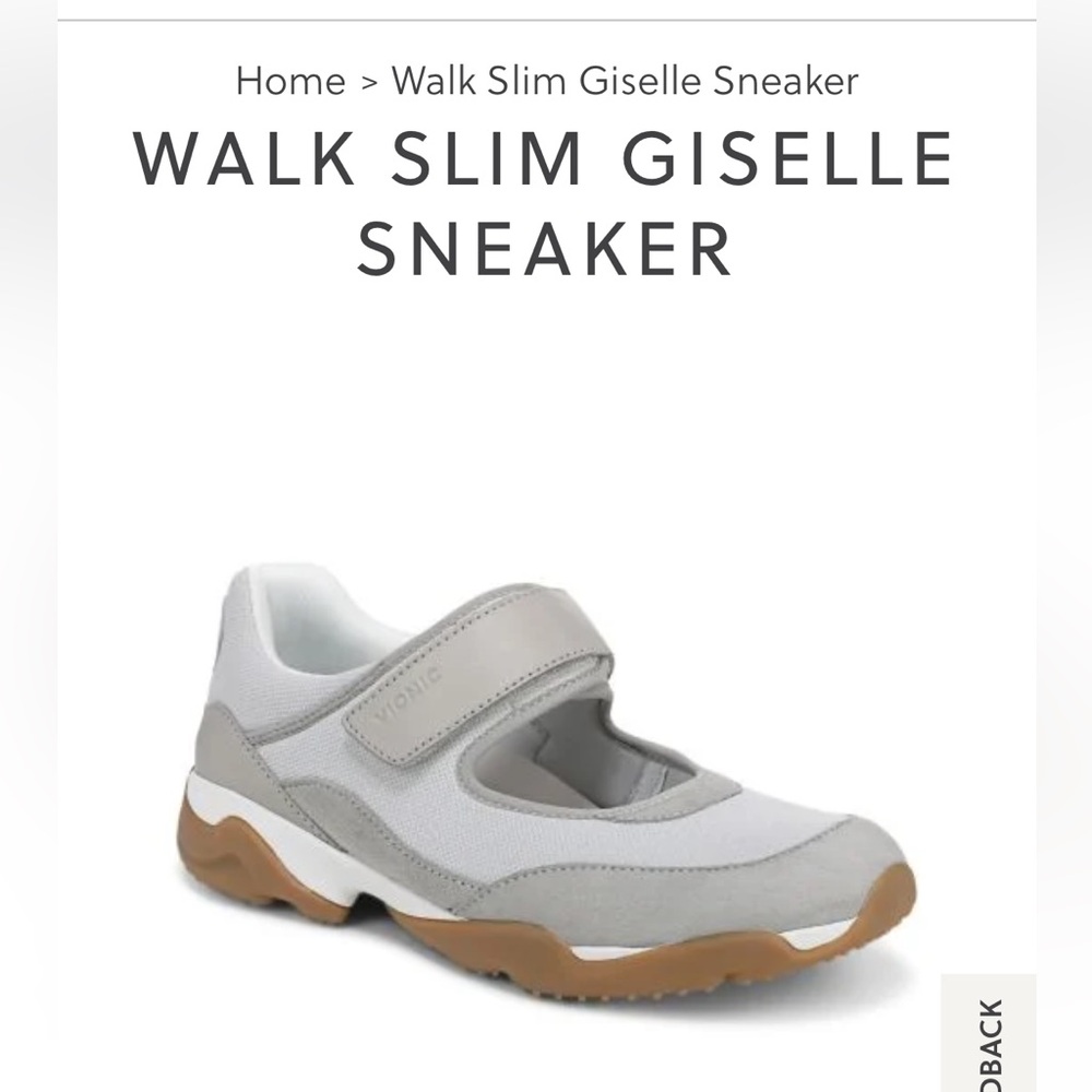 Vionic Walk Slim Giselle Sneaker in Gray and White leather & suede , size 10 WW